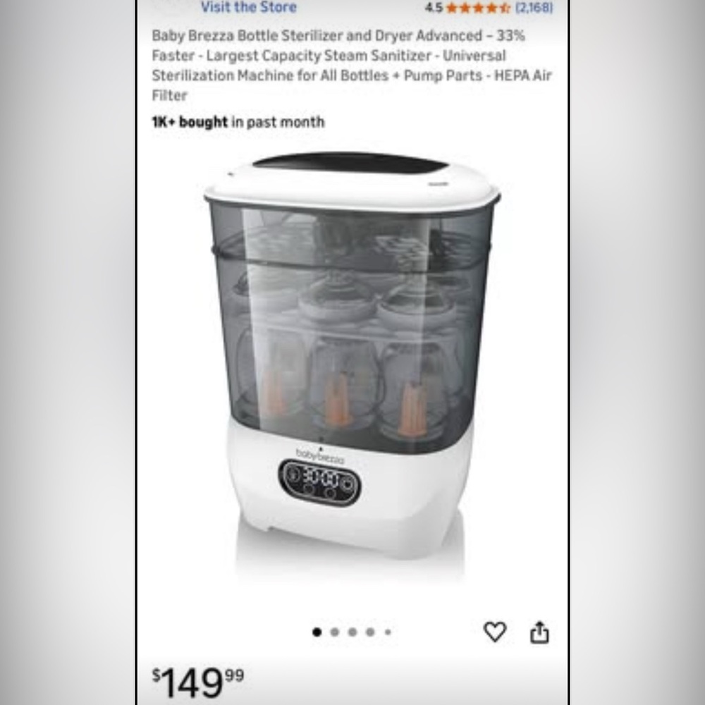 ❤️❤️ Baby Brezza Bottle Sterilizer and Dryer
